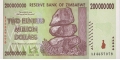 Zimbabwe 200.000.000 2008 UNC P-81